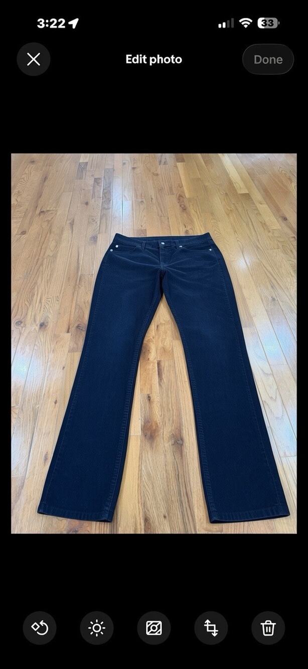 Levis 511 Slim Pants Mens 34x34 Black Corduroy True 34 Inseam Yardstick Verified